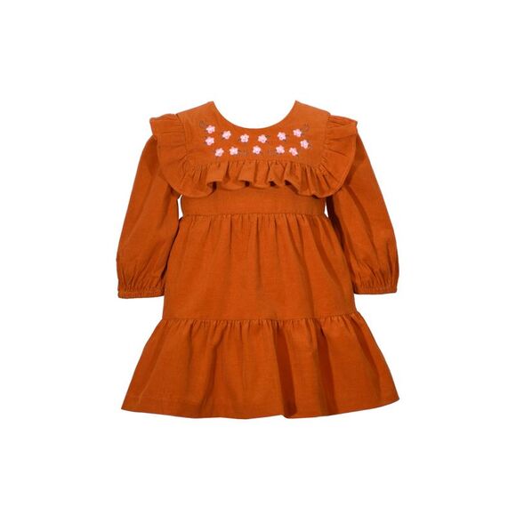 Bonnie Baby Other - Baby Girls Three Quarter Sleeved Dress With Ruffled Floral Bib
